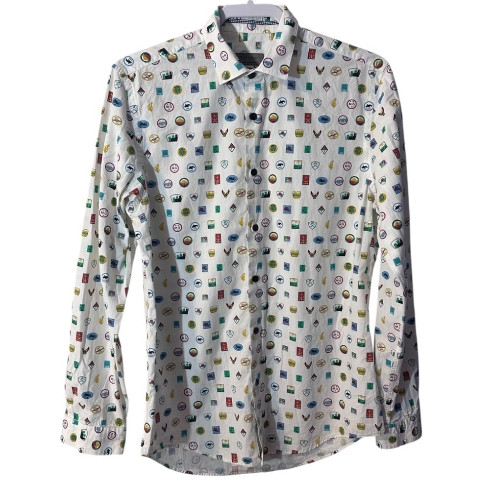Zara Printed Button Down Shirt Slim Fit